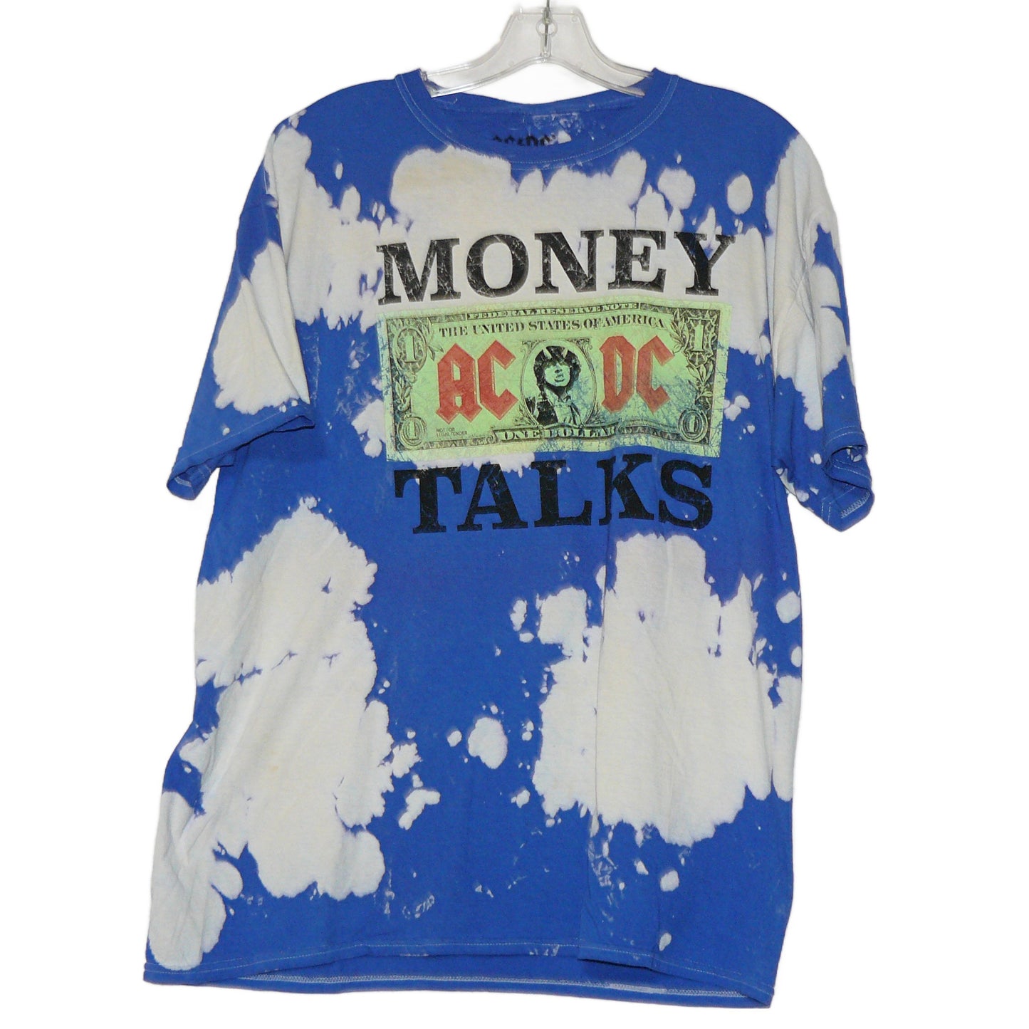 ACDC Money Talks Blue Tie Dye Band T Shirt, Size Medium -NWOT