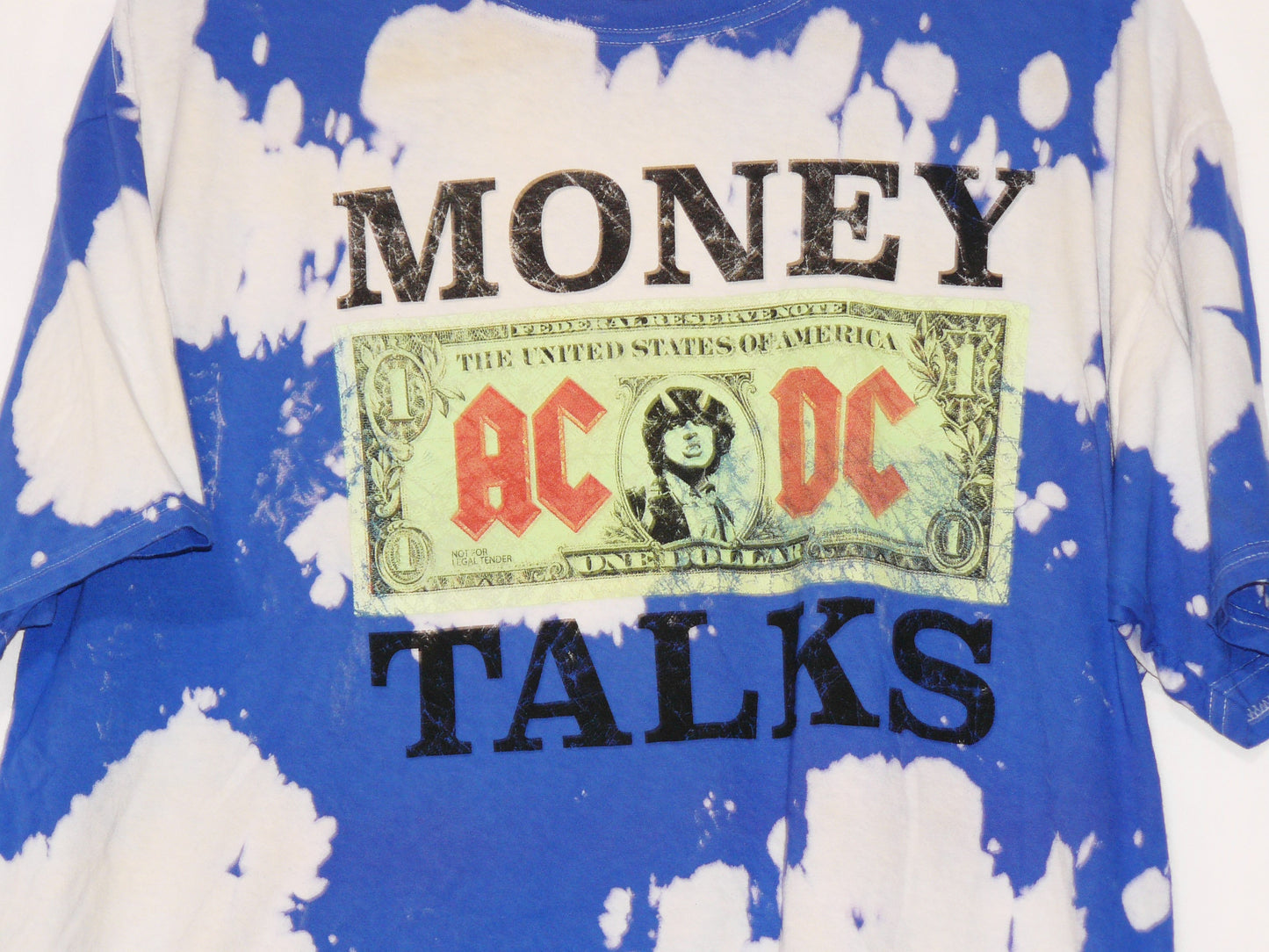 ACDC Money Talks Blue Tie Dye Band T Shirt, Size Medium -NWOT