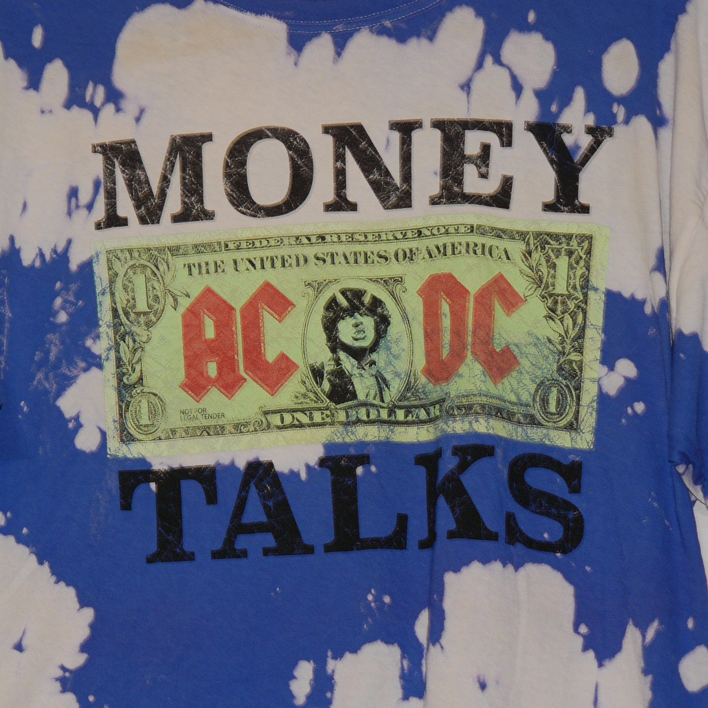 ACDC Money Talks Blue Tie Dye Band T Shirt, Size Medium -NWOT