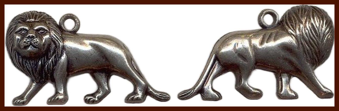 Vintage Antiqued Silver Tone Lion Charms