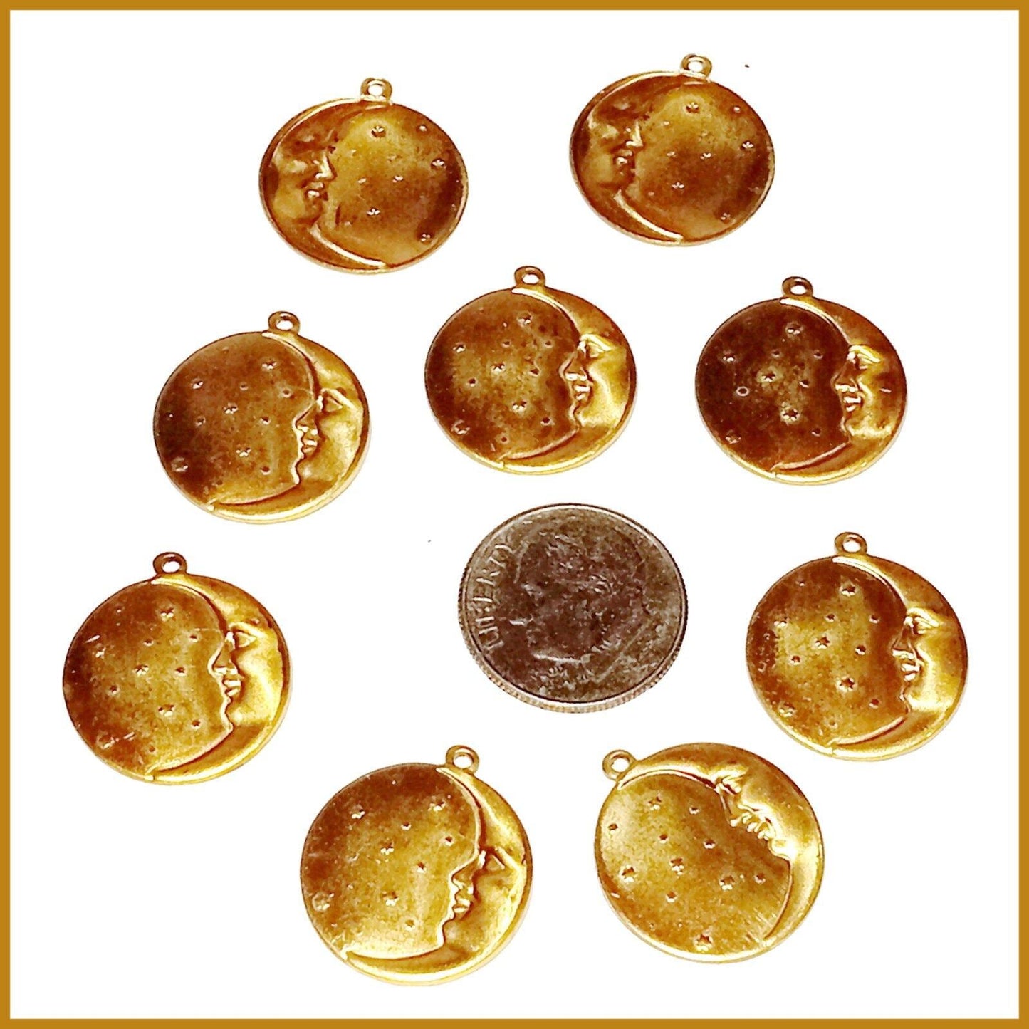 Moon and Stars Brass Vintage Charms