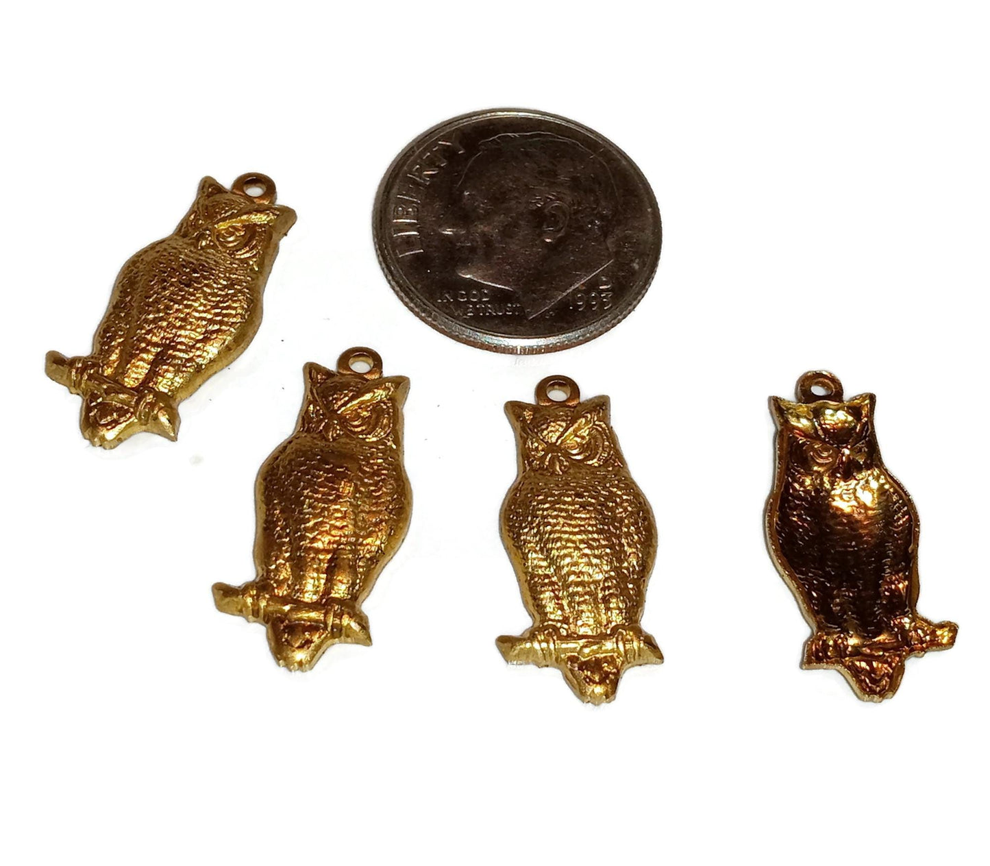 Cute Little Brass Owl Charms 20x9mm