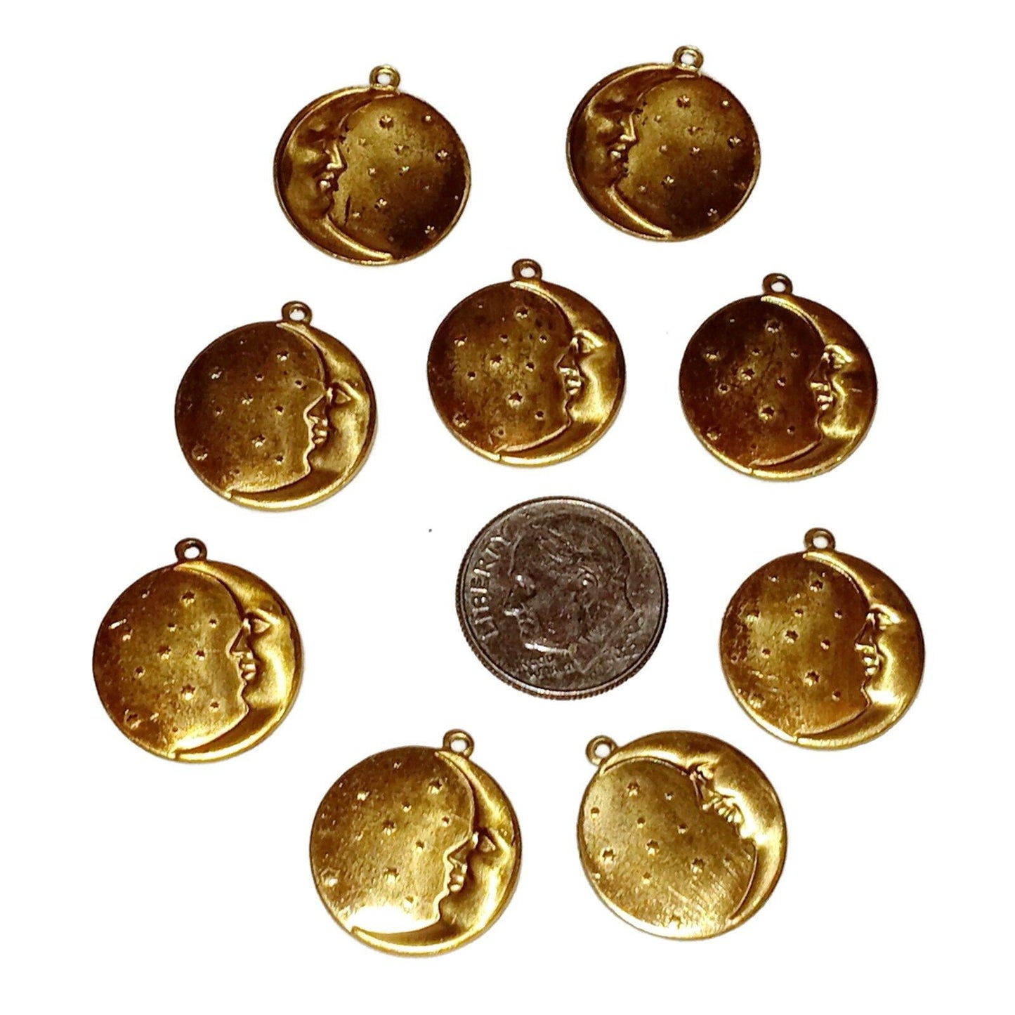 Moon and Stars Brass Vintage Charms