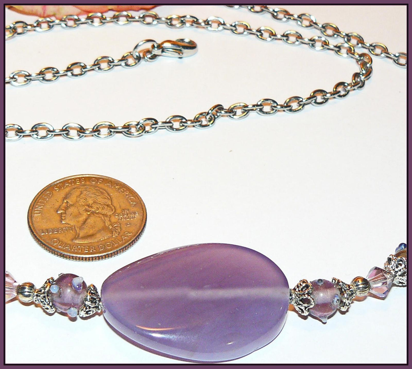 Purple Jade Beaded Necklace