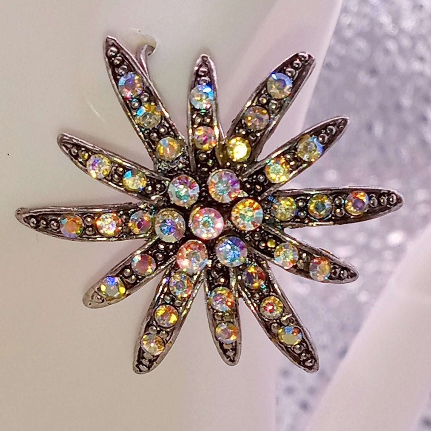 Vintage Lady Remington Aurora Borealis Flower Fashion Earrings