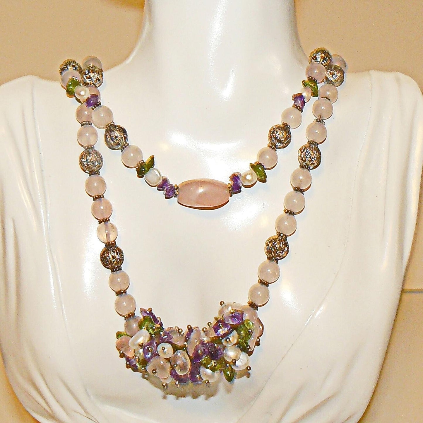 Unique Necklace, Stones and Pearls