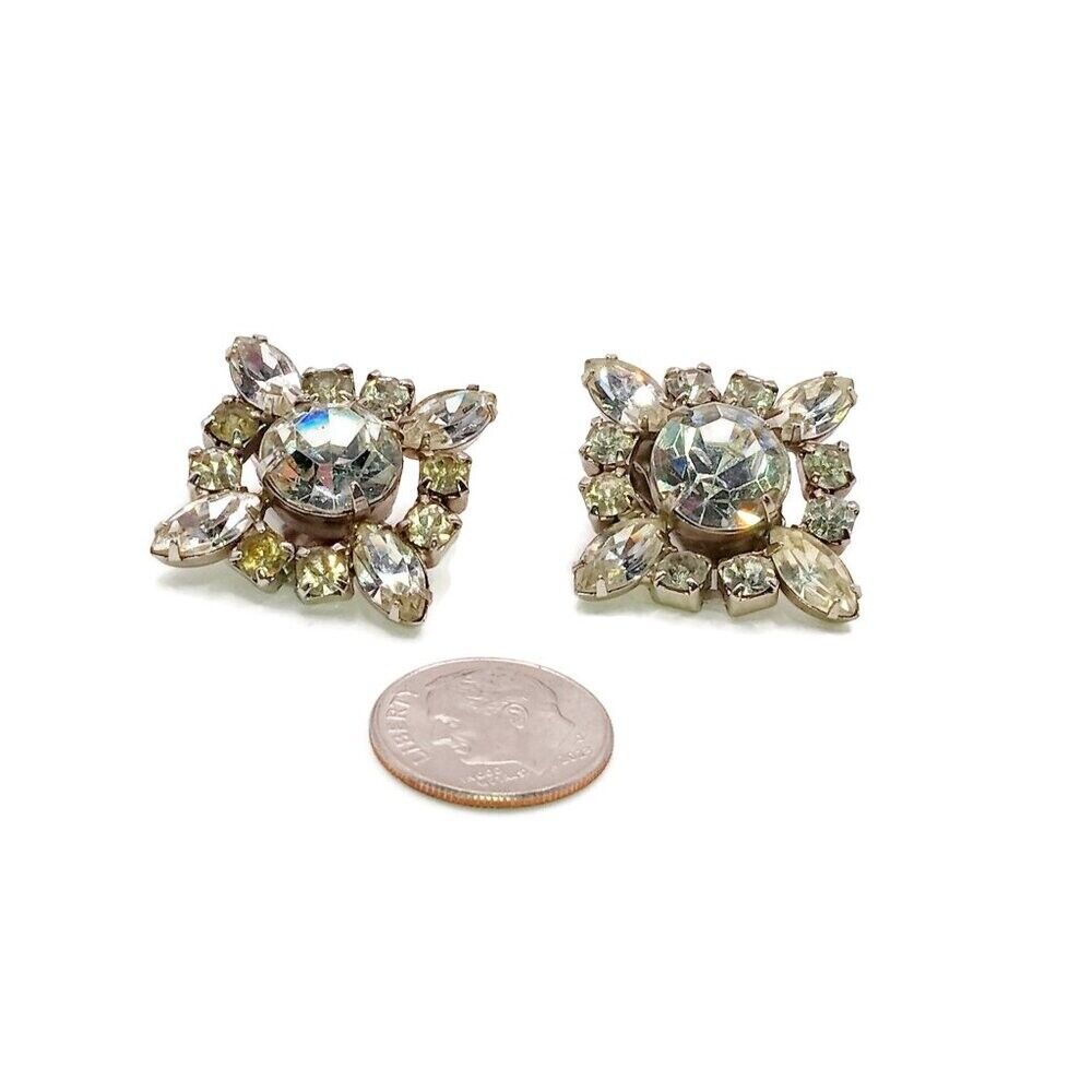 Vintage Crystal Clip On Earrings