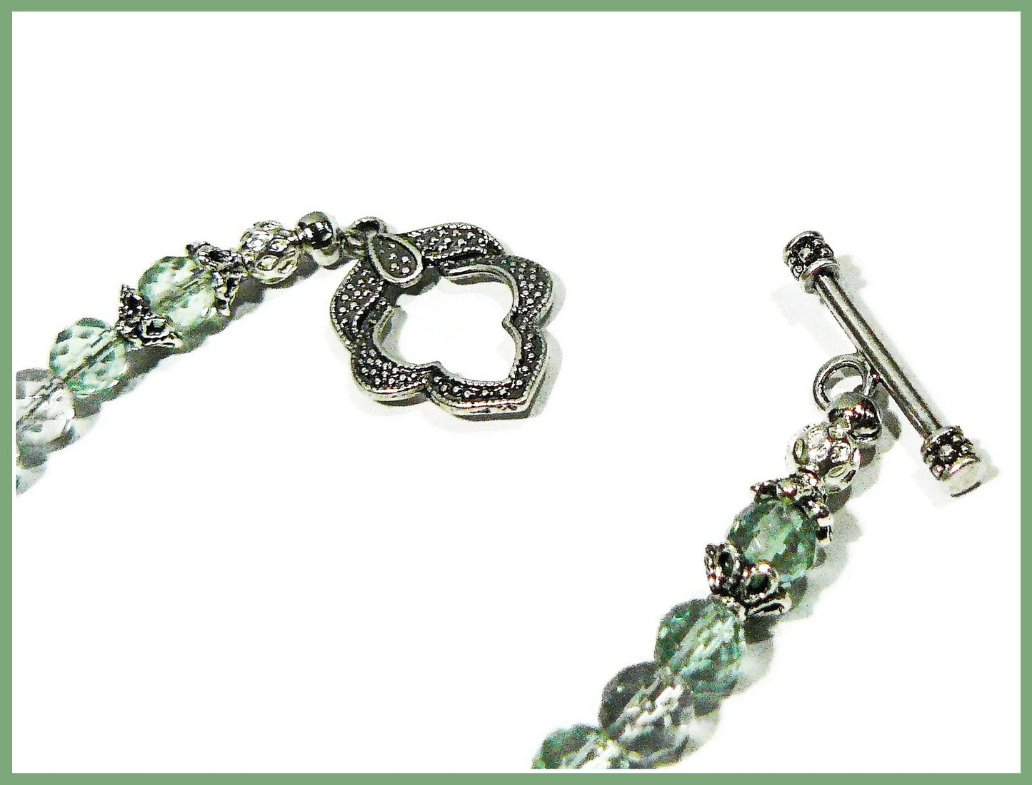 Semi Precious Fluorite Bead Bracelet with Fancy Silver Plated Clasp