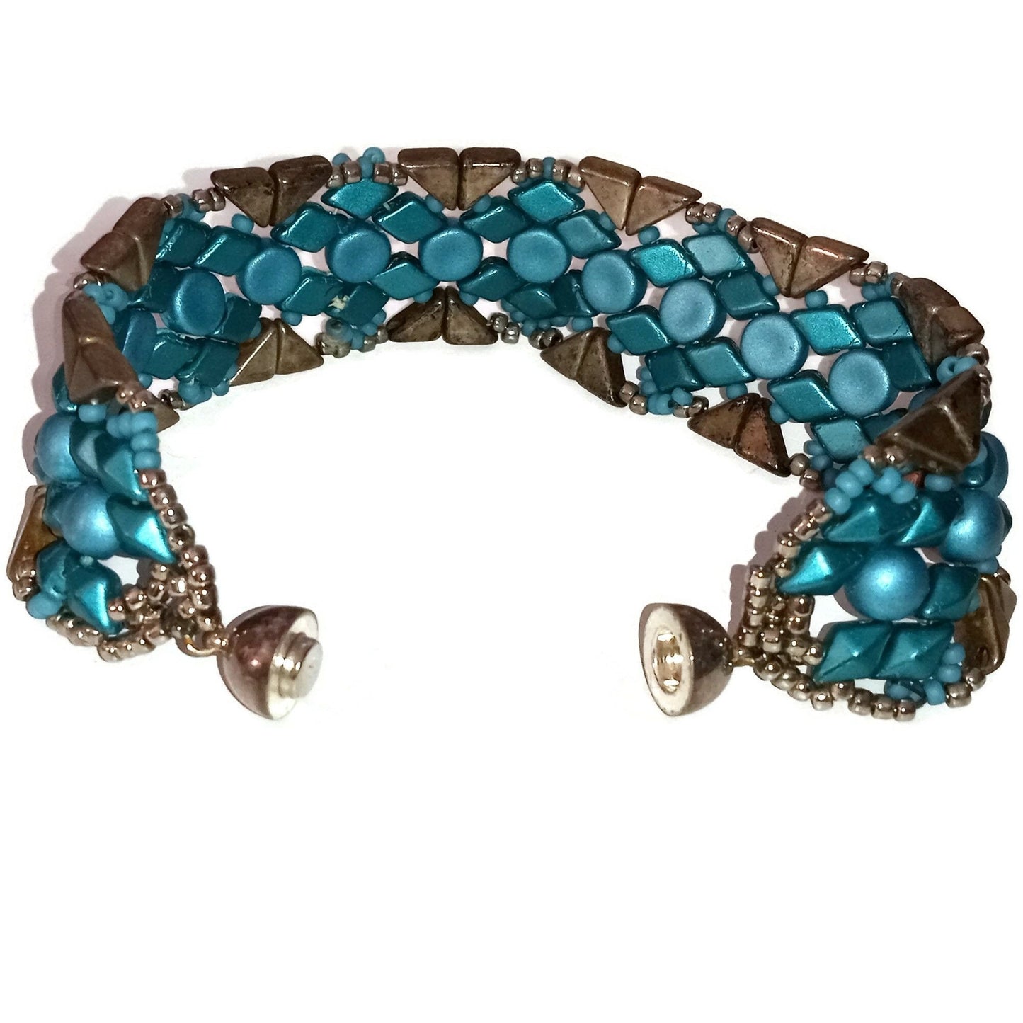 Blue and Dark Gray Beaded Bracelet