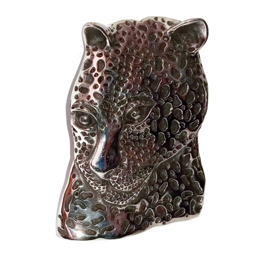 Steel Leopards Head Belt Buckle