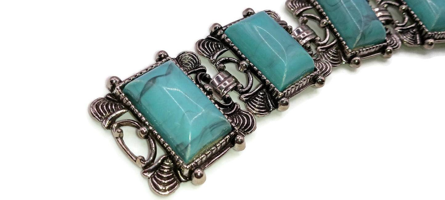 Vintage Faux Turquoise Thermoset Link Bracelet