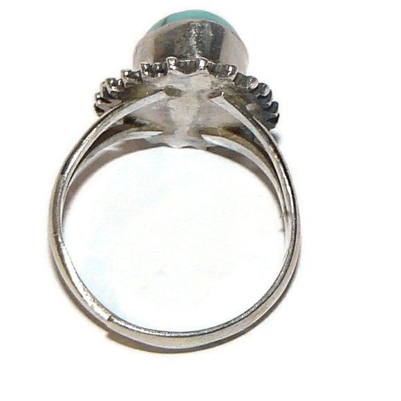 Genuine Turquoise and Sterling Silver Ring Adjustable
