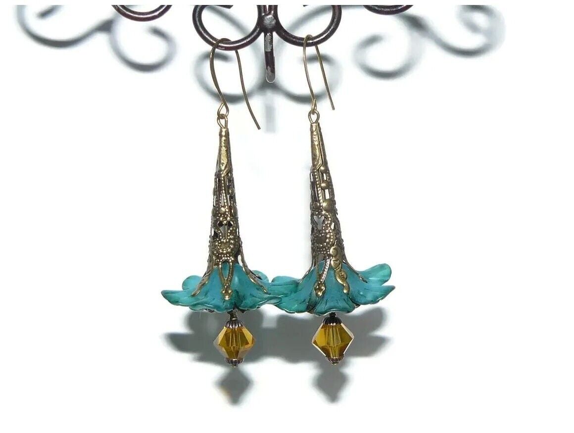 Hand Painted Lucite Flower Earrings