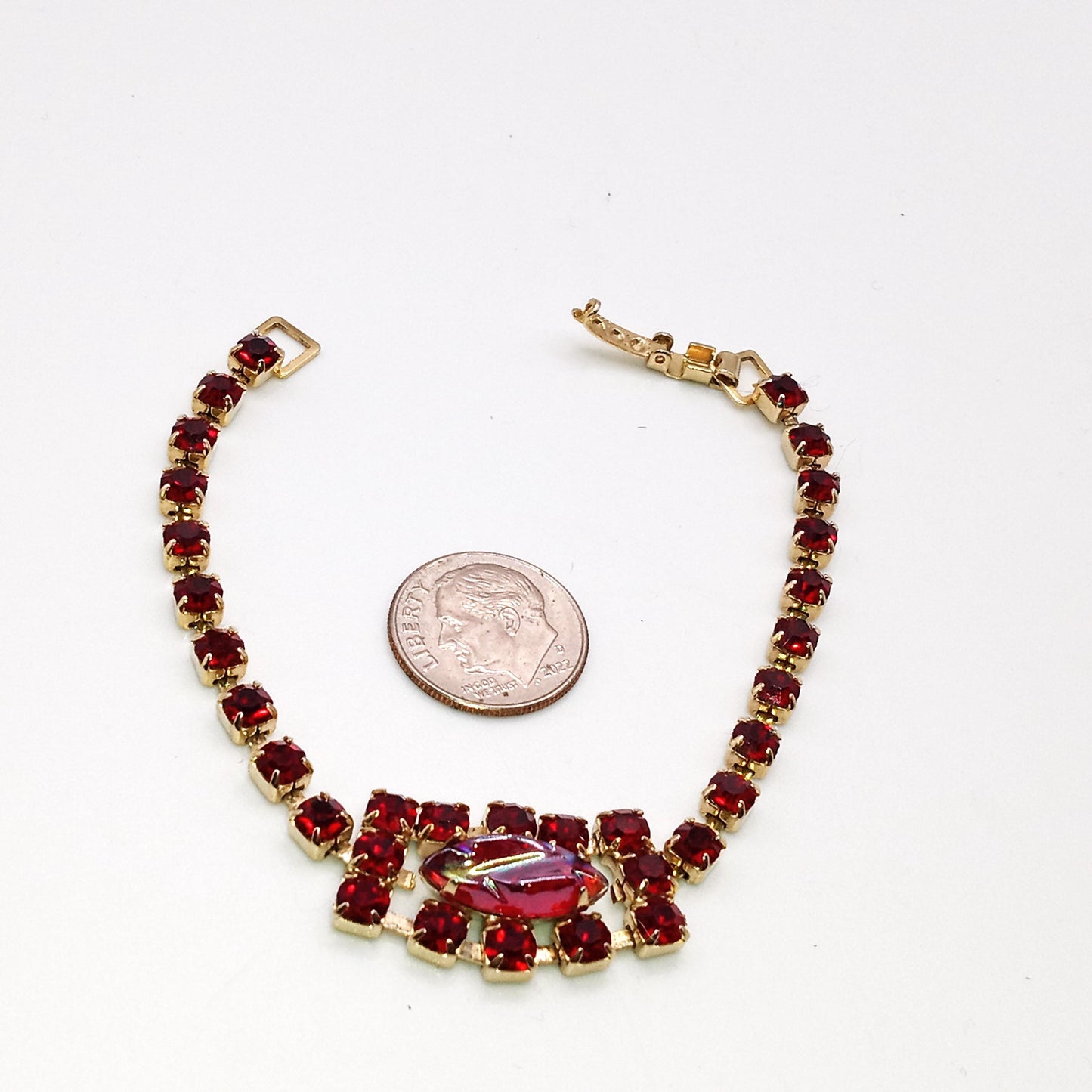 Vintage Prong Set Vintage Red Rhinestone Bracelet