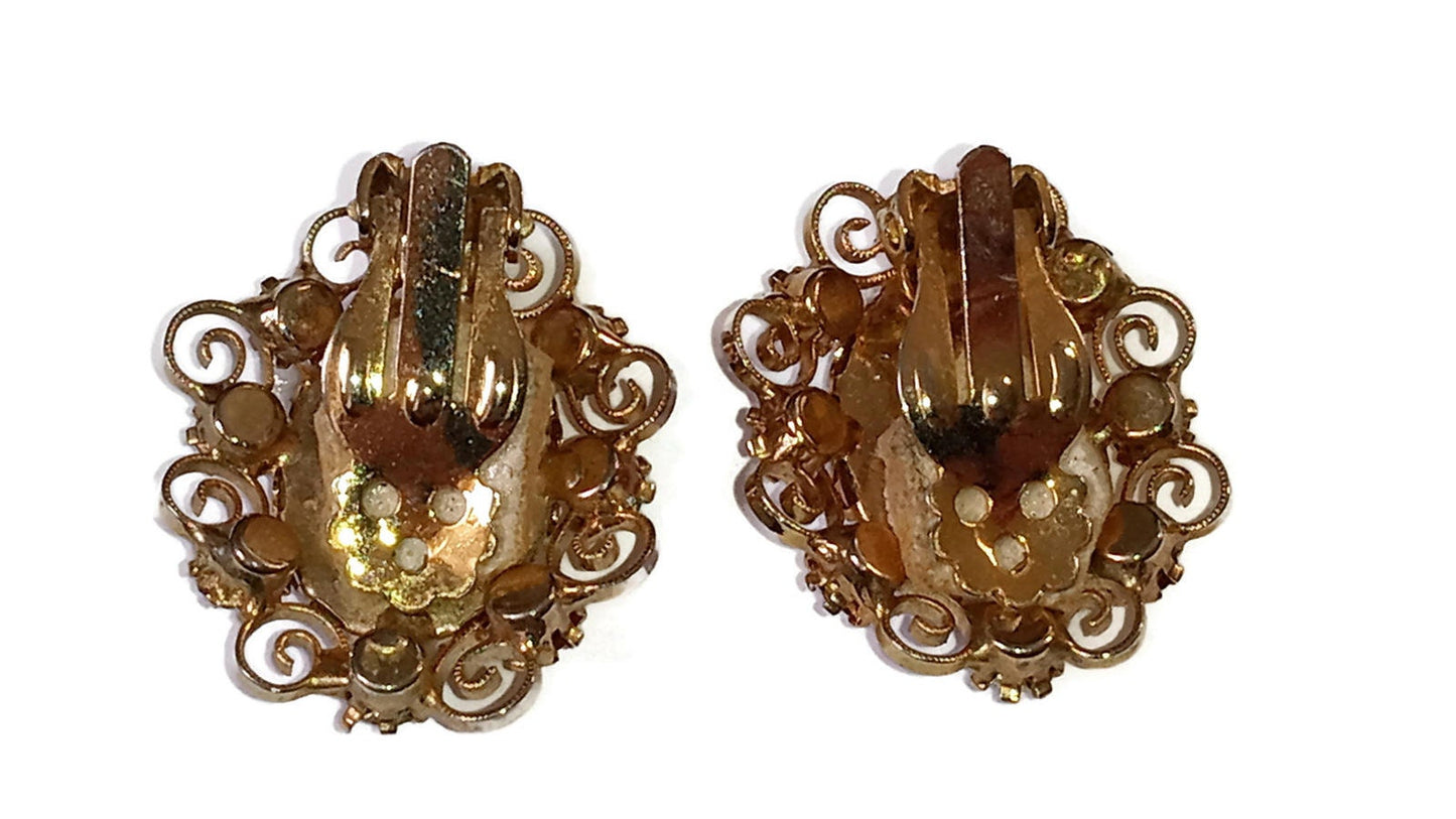 Vintage Marigold Yellow Clip on Earrings