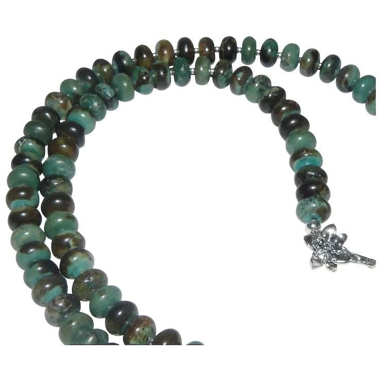 Turquoise Sterling Bead Necklace and Earring Set
