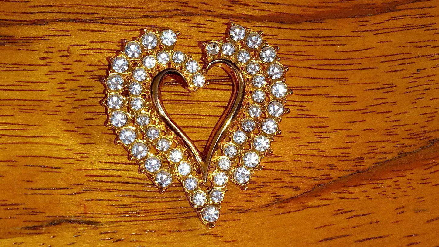 Shiny Rhinestone Heart Shaped Brooch