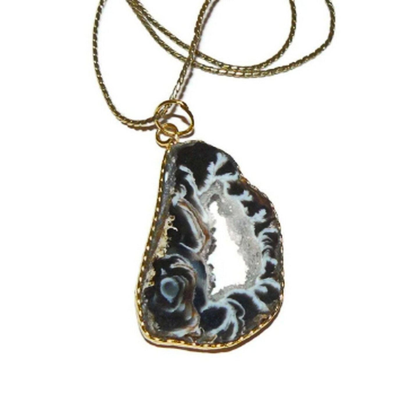 Druzy Slice Geode Necklace, Druzy Geode Pendant- kcgeo111