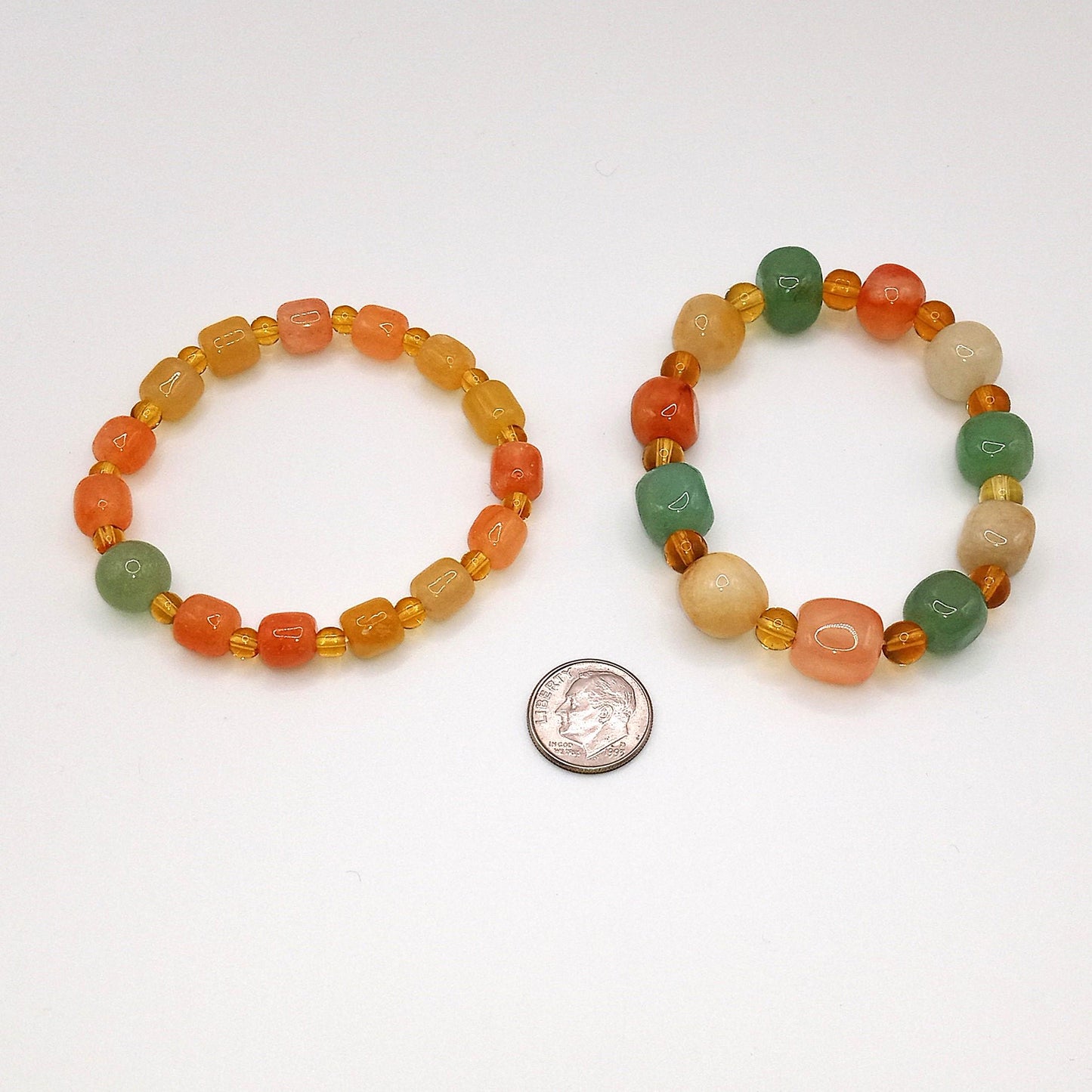 2- Two Genuine Multi Color Natural Jade Bracelet
