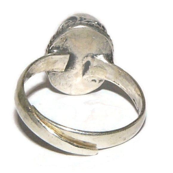 Black Onyx Stone Sterling Silver Ring Adjustable