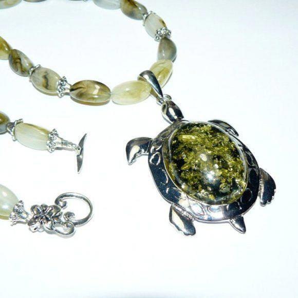 Large Green Turtle Necklace