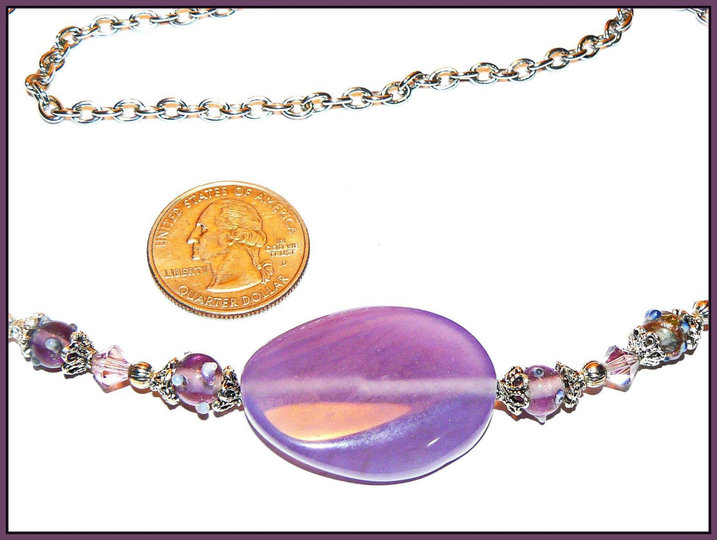Purple Jade Beaded Necklace- 1480148
