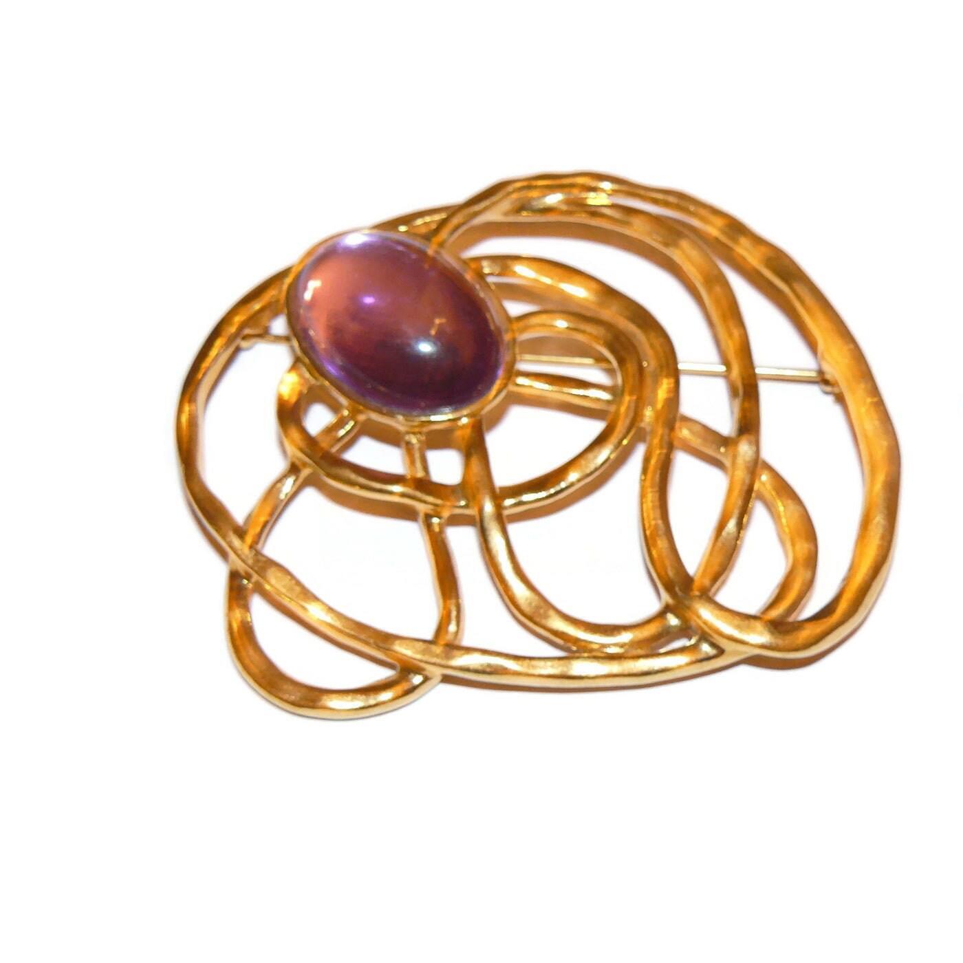 Modernist-Abstract Avon Large Amethyst Brooch