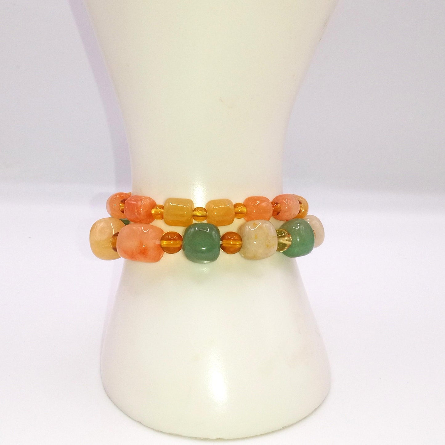 2- Two Genuine Multi Color Natural Jade Bracelet