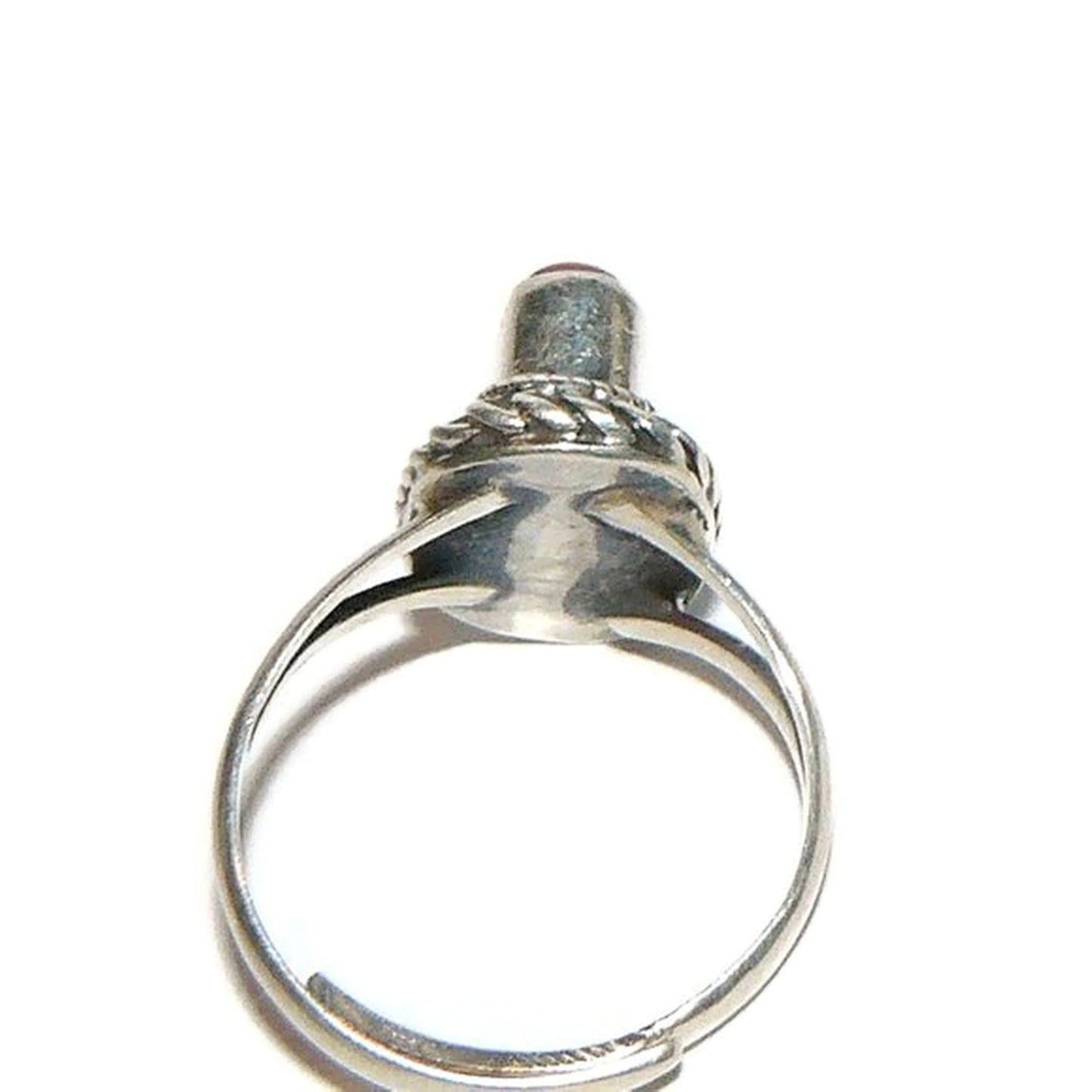 Adjustable Coral and Sterling Silver Ring