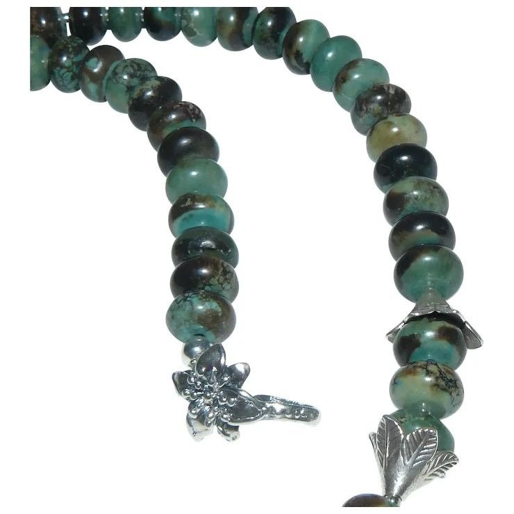 Turquoise Sterling Bead Necklace and Earring Set