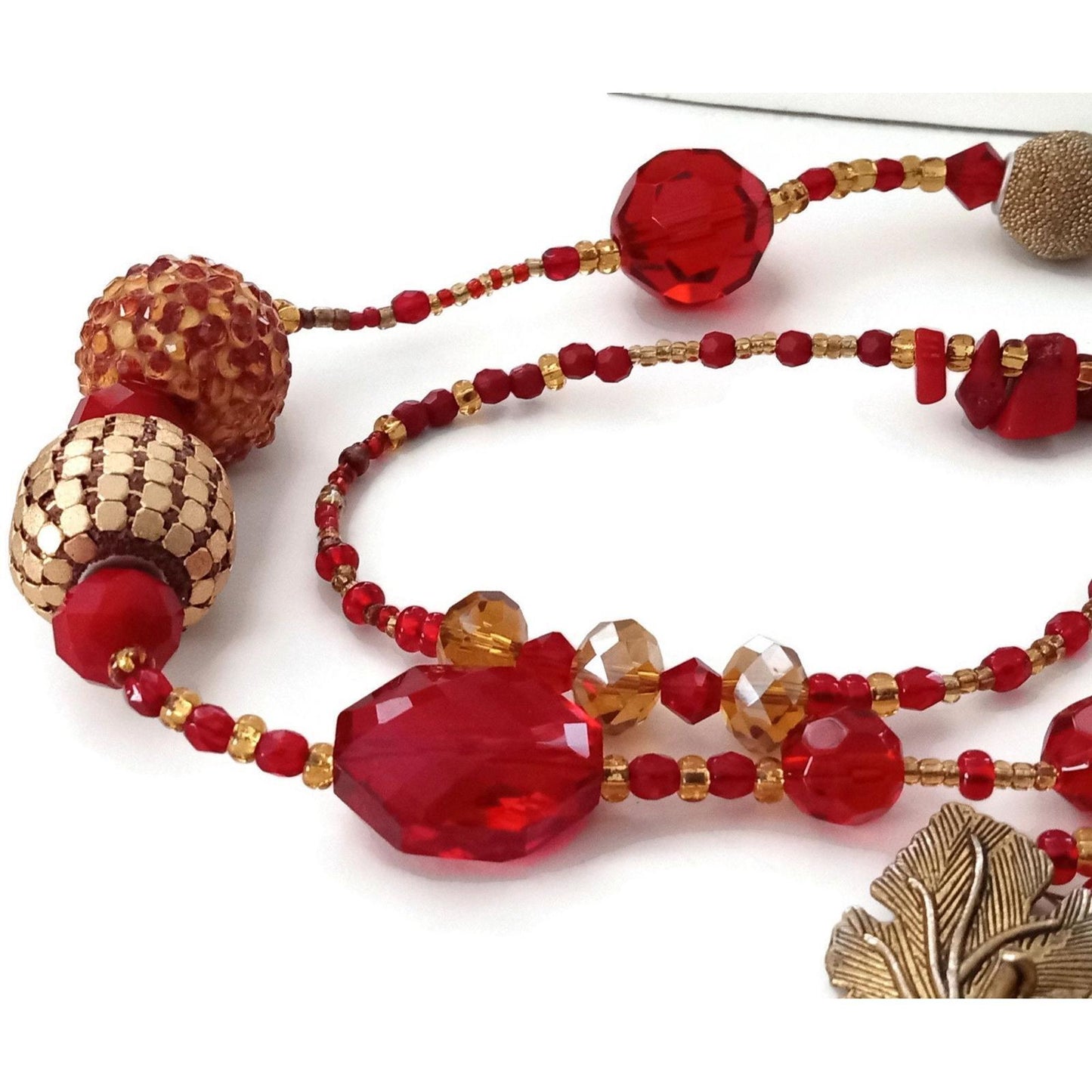 Vintage Double Strand Handmade Red Necklace