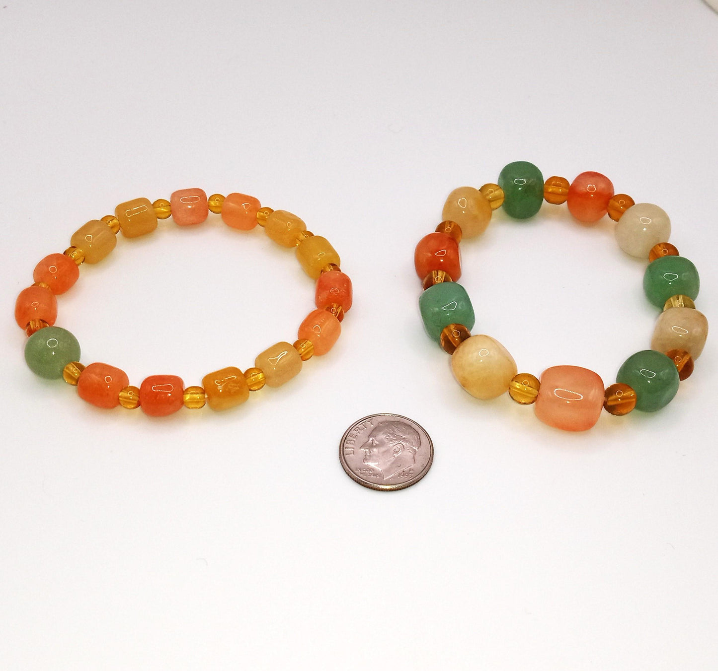 2- Two Genuine Multi Color Natural Jade Bracelet