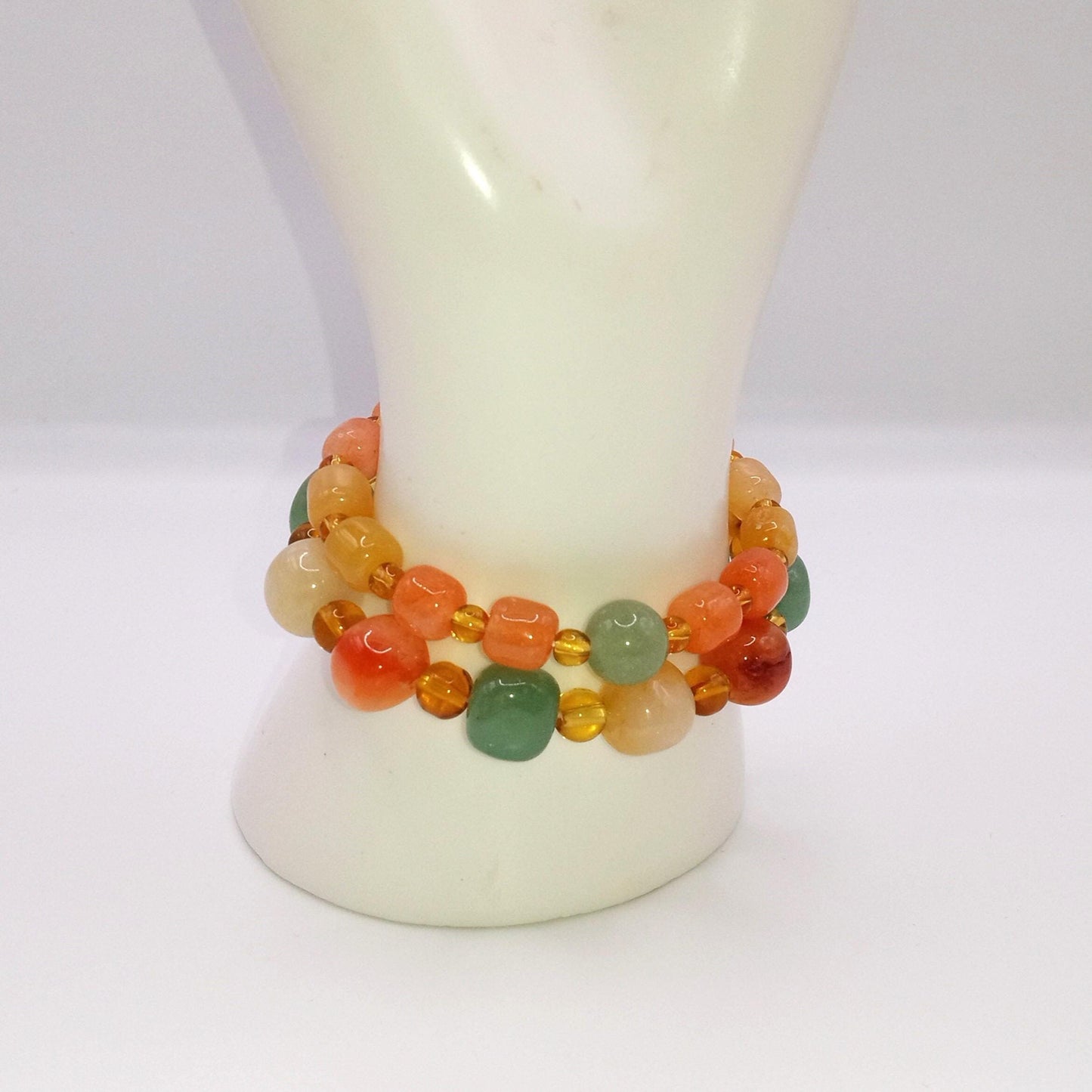 2- Two Genuine Multi Color Natural Jade Bracelet