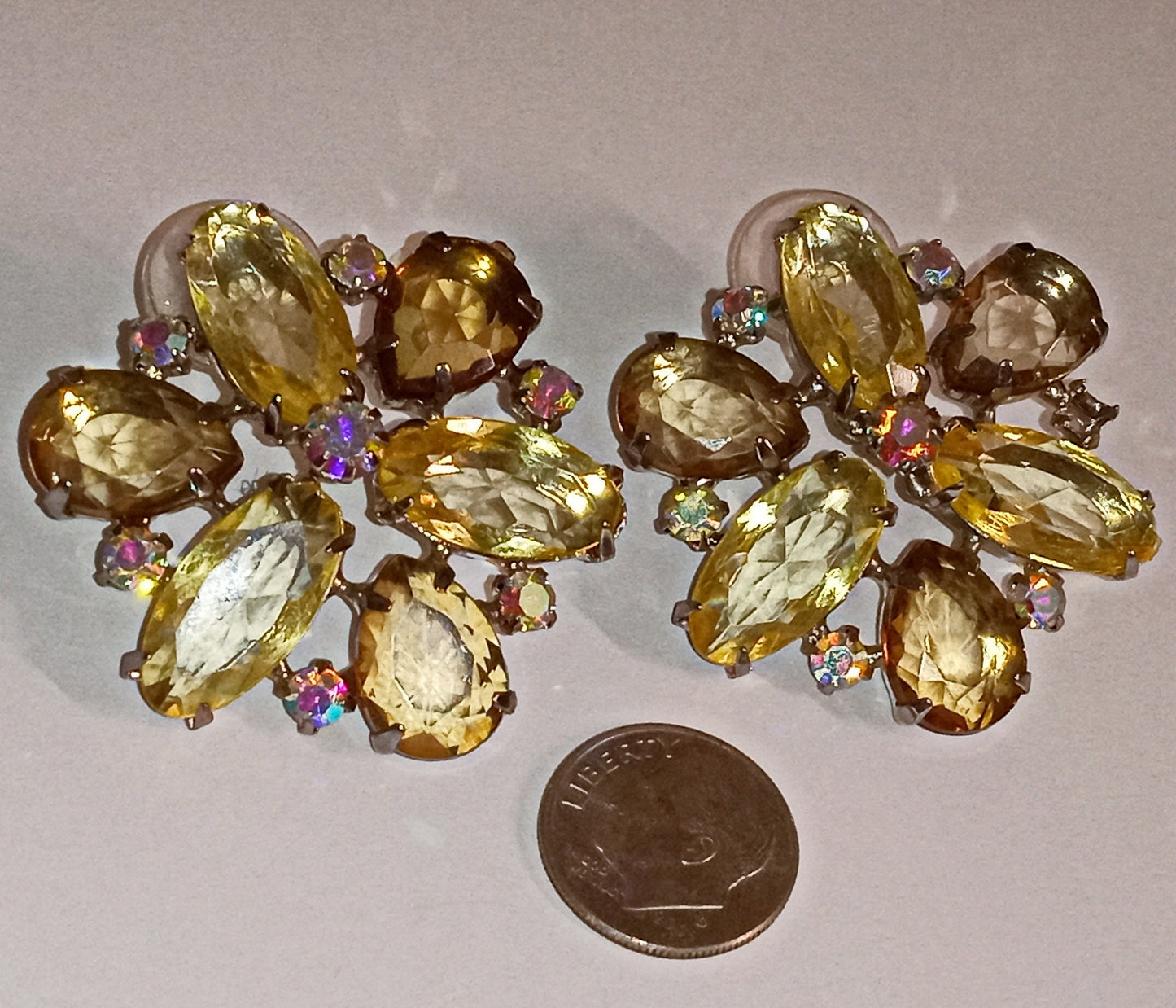 Large Rhinestone Pierced Earrings