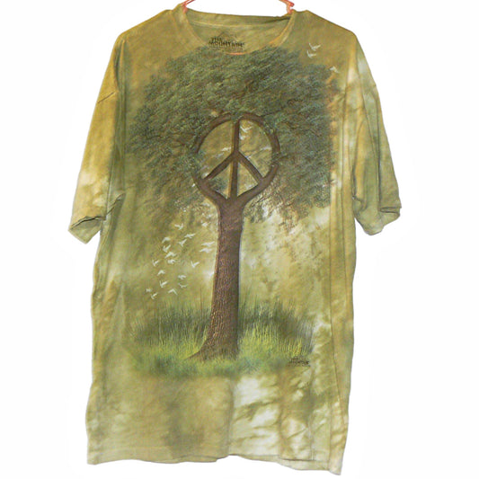 100% Cotton Tie Dye T-shirt with Tree and Peace Sign SZ. Large