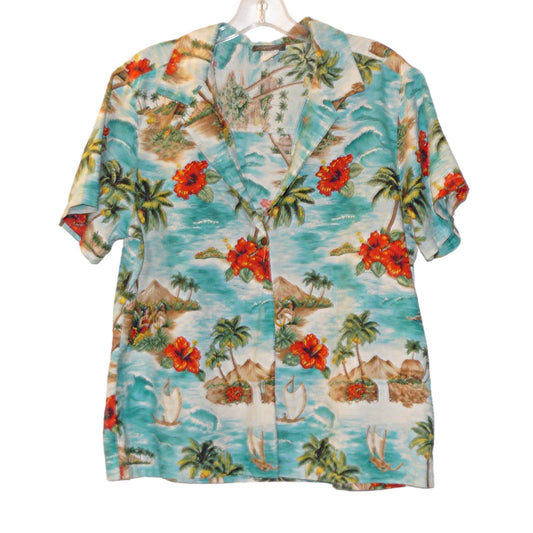 Colorful Hawaiian Print Button Up Shirt- Sz. Large