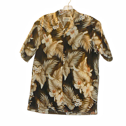 Royal Creations Men's Hawaiian Shirt XXL Hibiscus & Palms Size Med