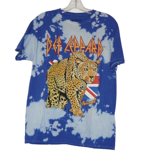 Def Leppard Leopard Blue Tie Dye Band T Shirt Size Small