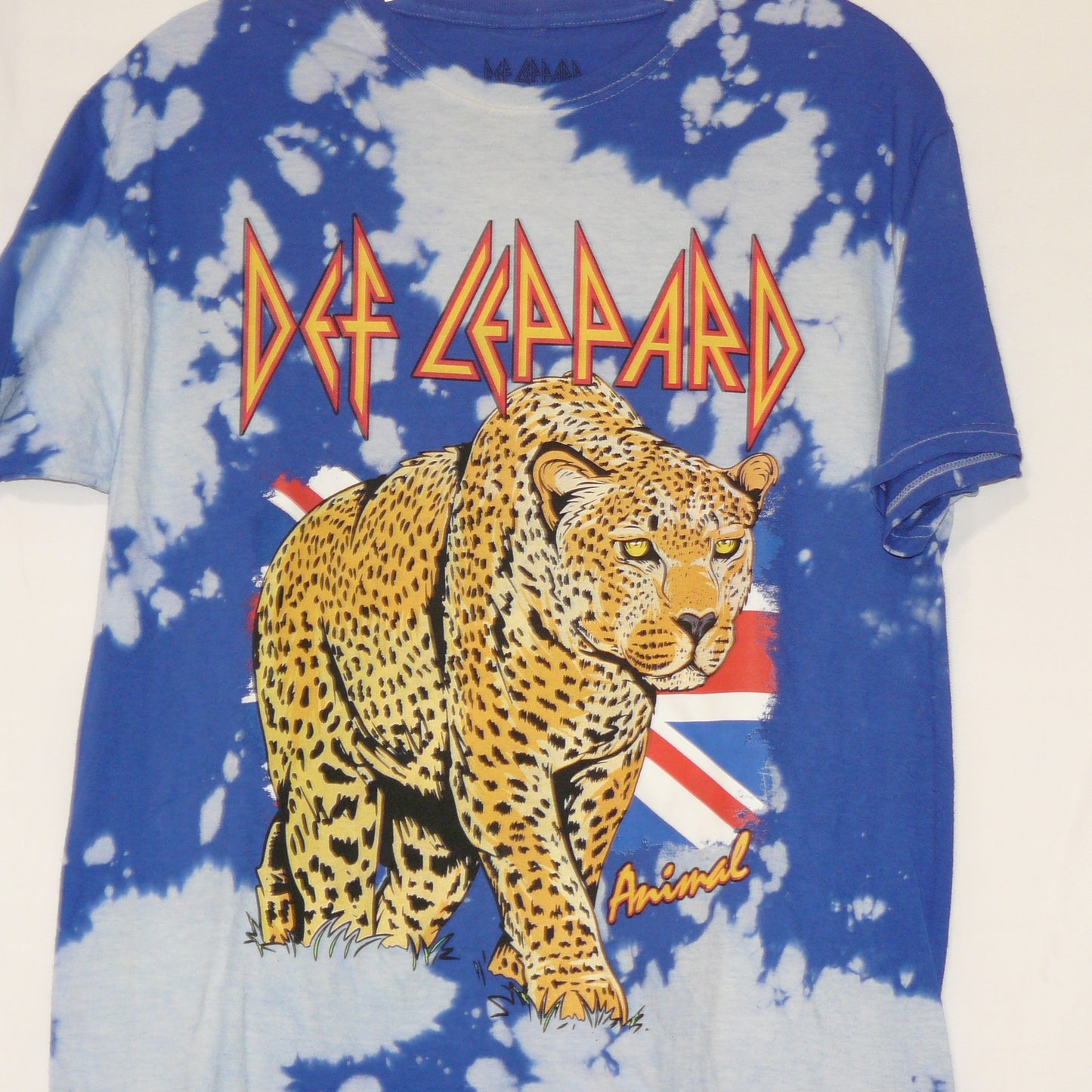Def Leppard Leopard Blue Tie Dye Band T Shirt Size Small