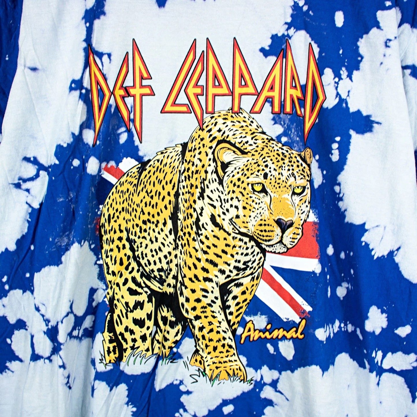 Def Leppard Leopard Blue Tie Dye Band T Shirt Size Small