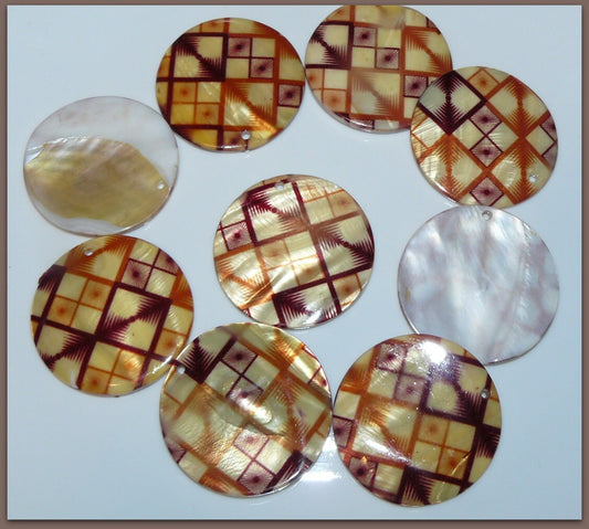 Large Round Shell Painted Pendant