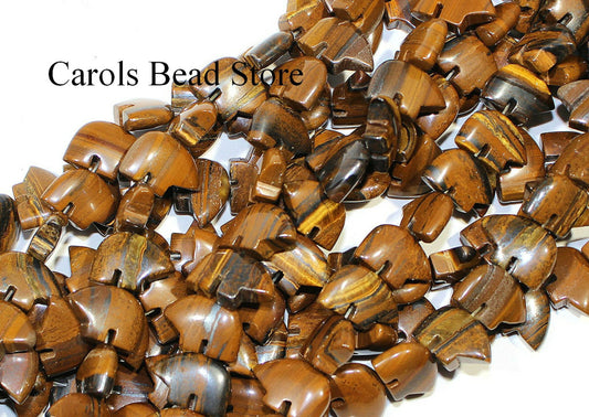 10 -Tiger Iron Semi-Precious Stone Bear Beads