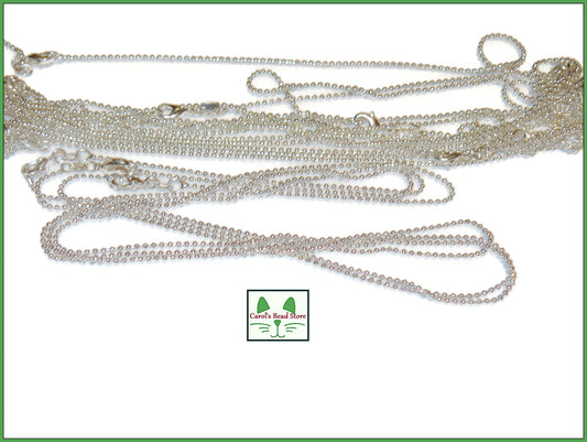 Sterling Silver Bead Ball Chain Necklace, Bead Chain,  Silver Chain, Dainty Chain, Finished Chain, 16" 18" 20"