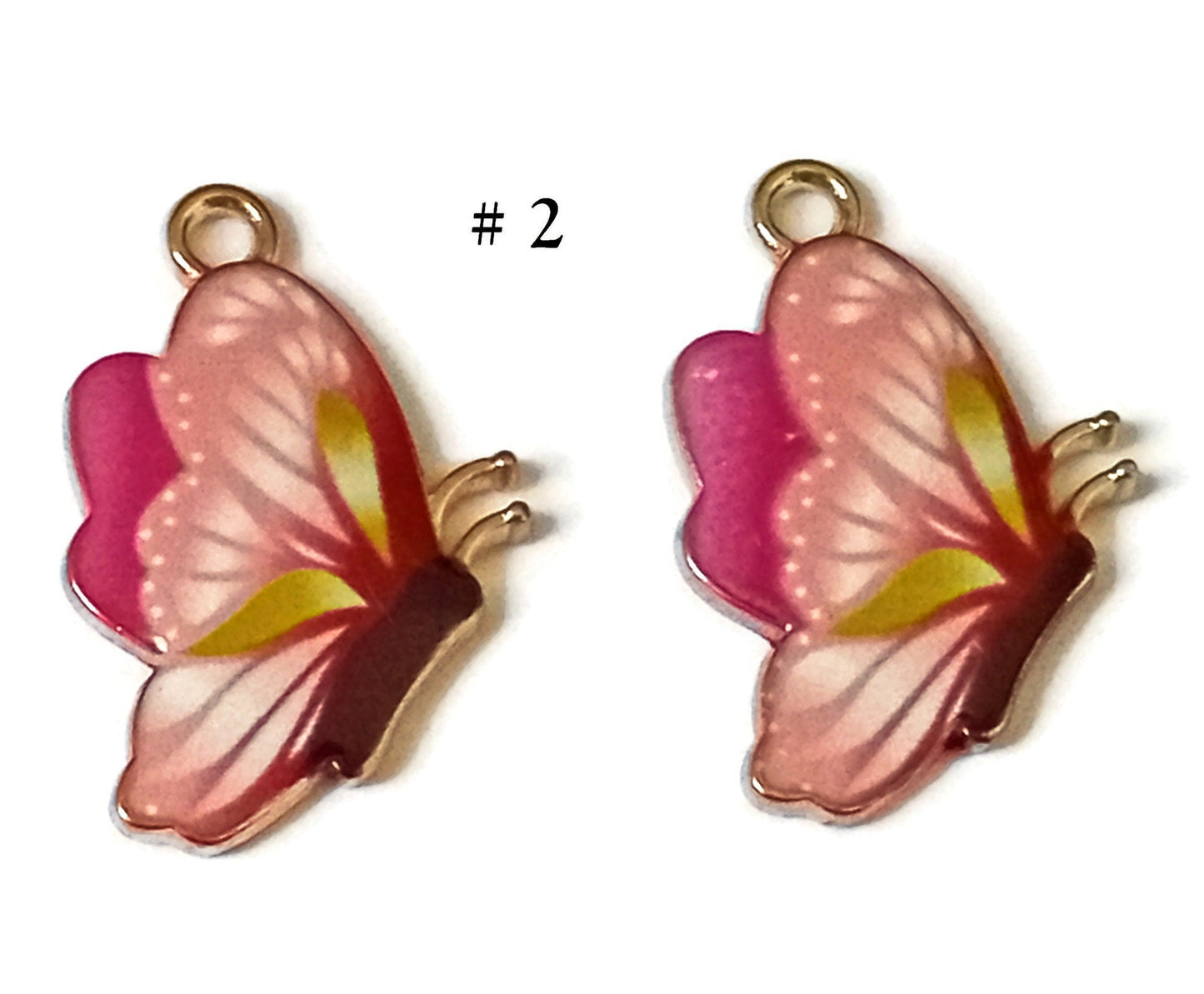 Enamel Butterfly on Gold Tone Metal Charms