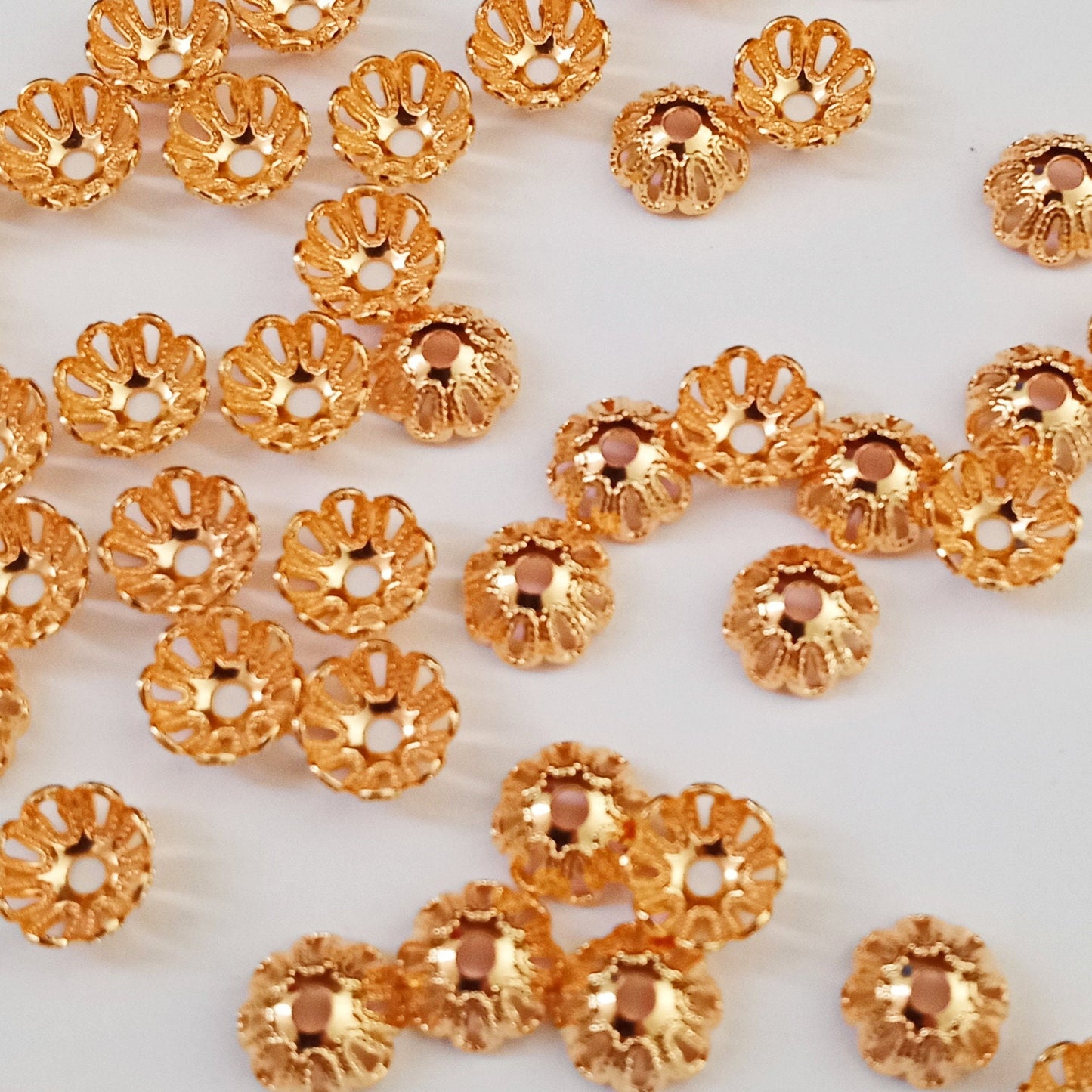 Gold Plated 6mm Fancy Bead Caps