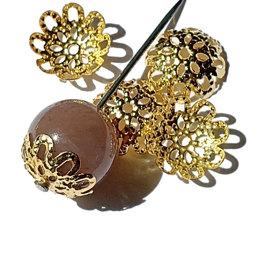 Metal Flower Bead Caps 10mm -Gold or Silver Plate