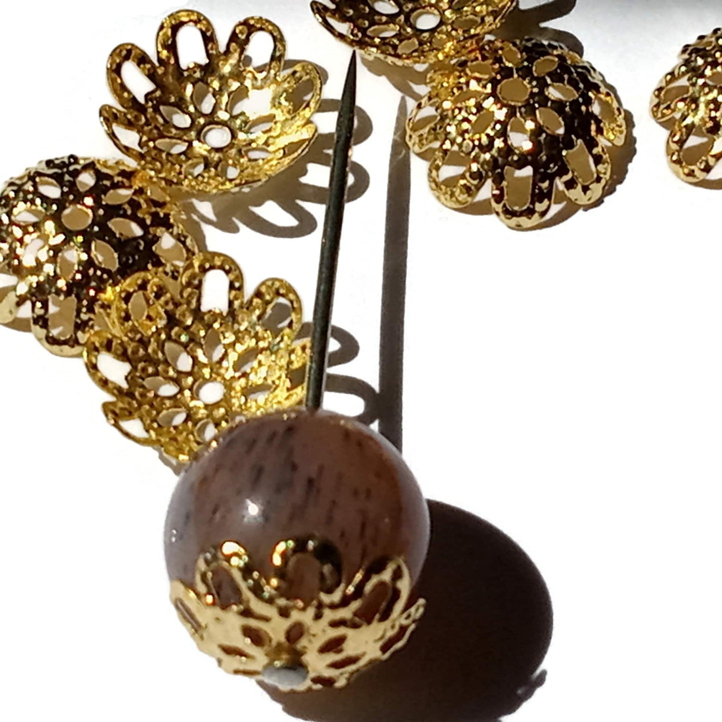Metal Flower Bead Caps 10mm -Gold or Silver Plate