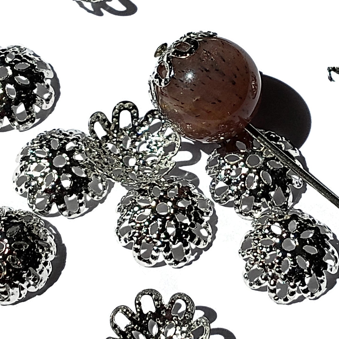 Metal Flower Bead Caps 10mm -Gold or Silver Plate