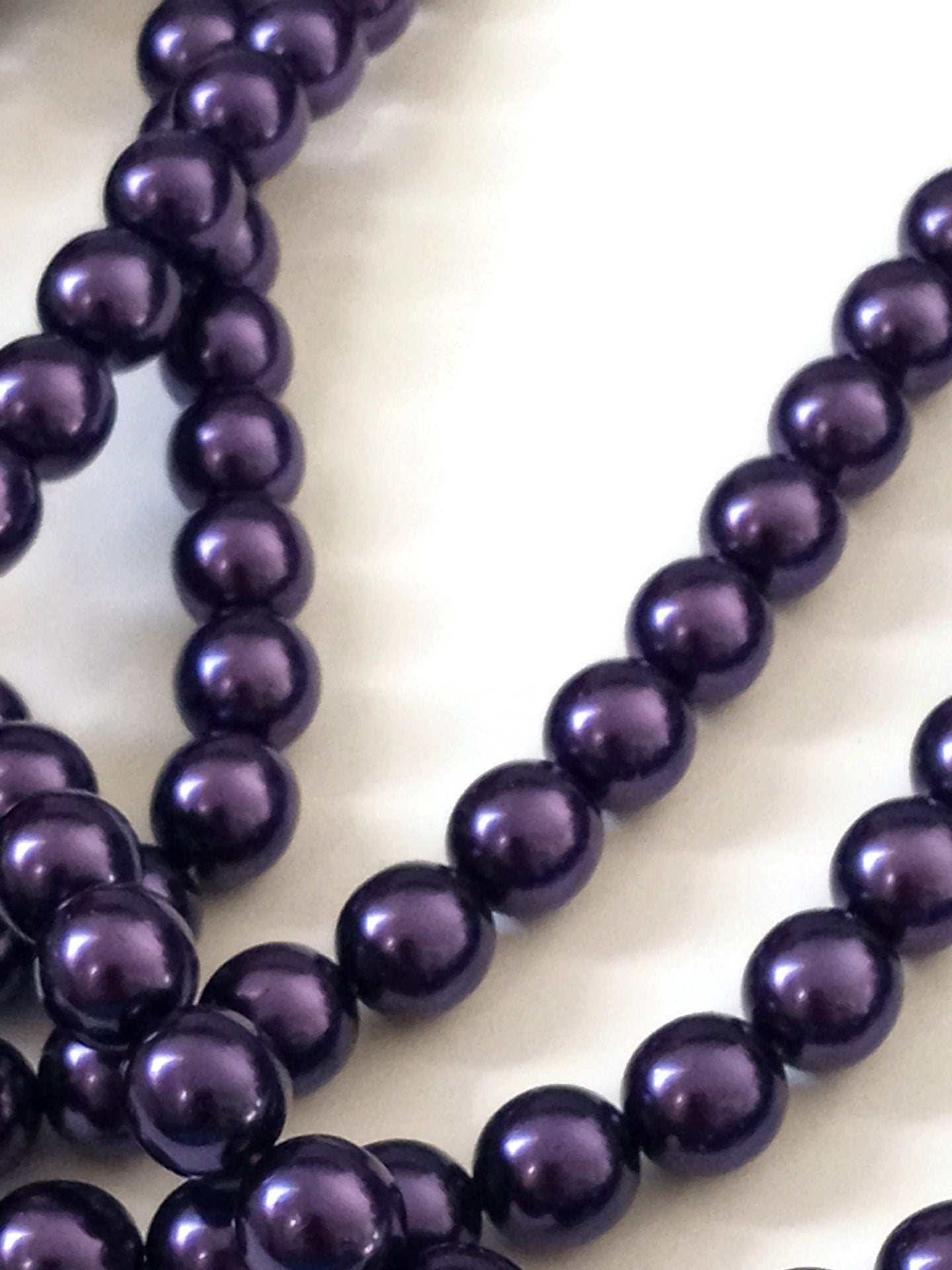 Czech Purple Glass Pearl Beads -8mm