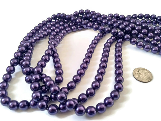 Czech Purple Glass Pearl Beads -8mm